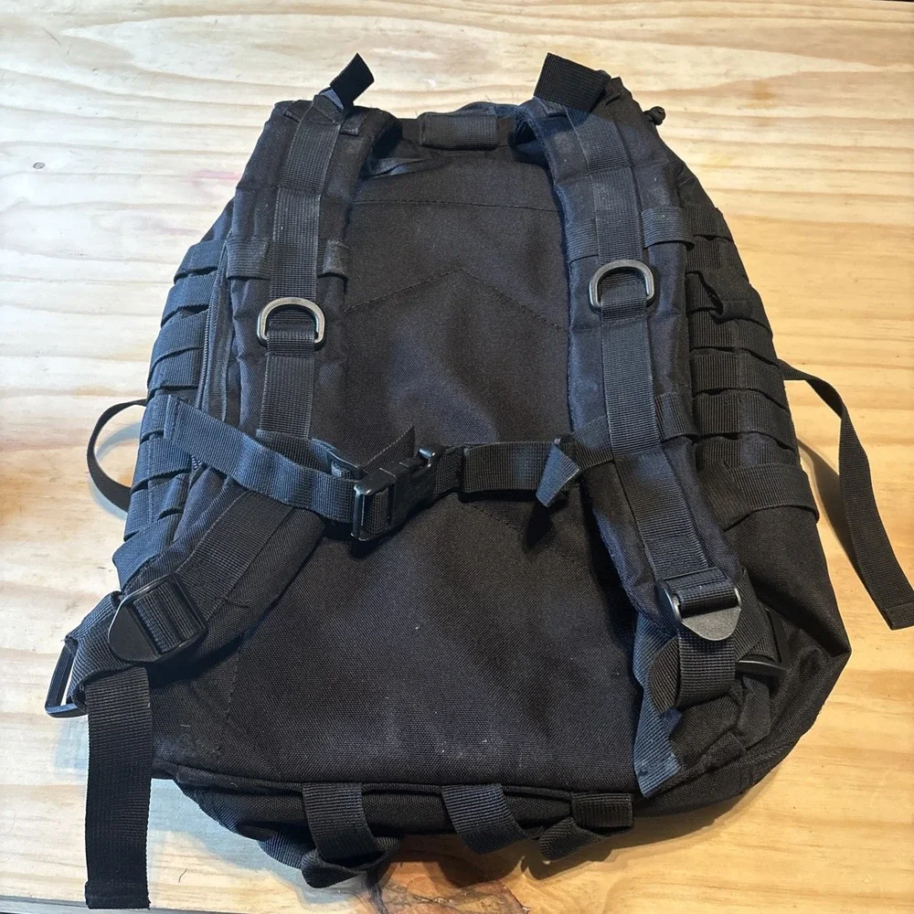 Black Military Tactical Backpack USA Patch Preowned Very Good Unbranded
